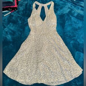 Elegant Silver Lace Dress